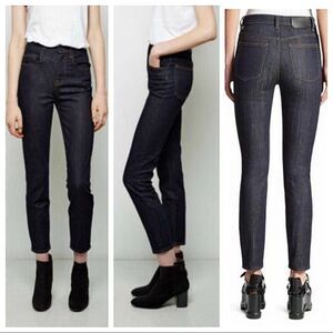 Proenza Schouler PS-J3 Jeans Hi High Rise Waisted Skinny Dark Wash Raw Hem 25